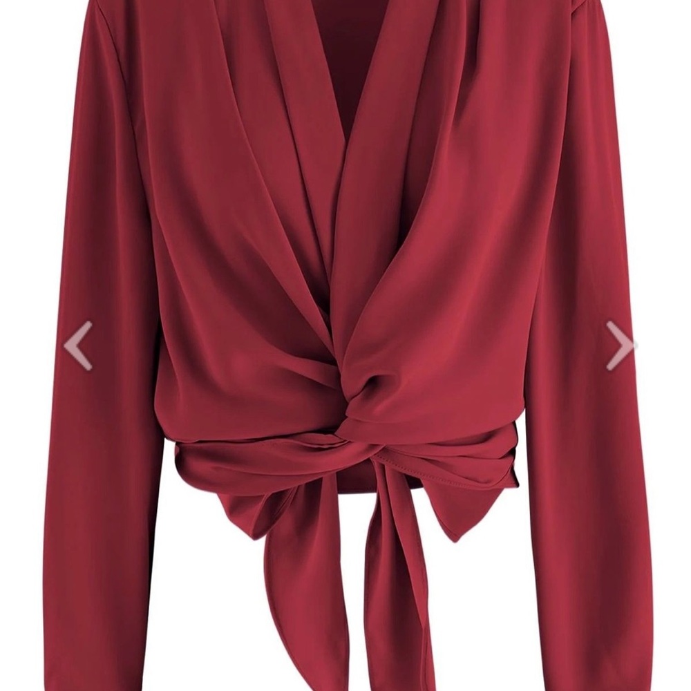 Chicwish Crisscross Tie Bow Satin Top Size M